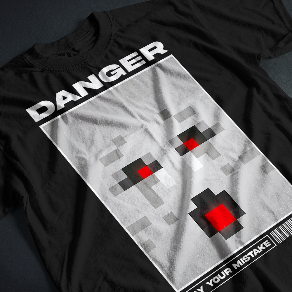 MINECRAFT FACE GHAST ANGRY ILLUSTRATION | T-SHIRT UNISEX 100% COMBED COTTON