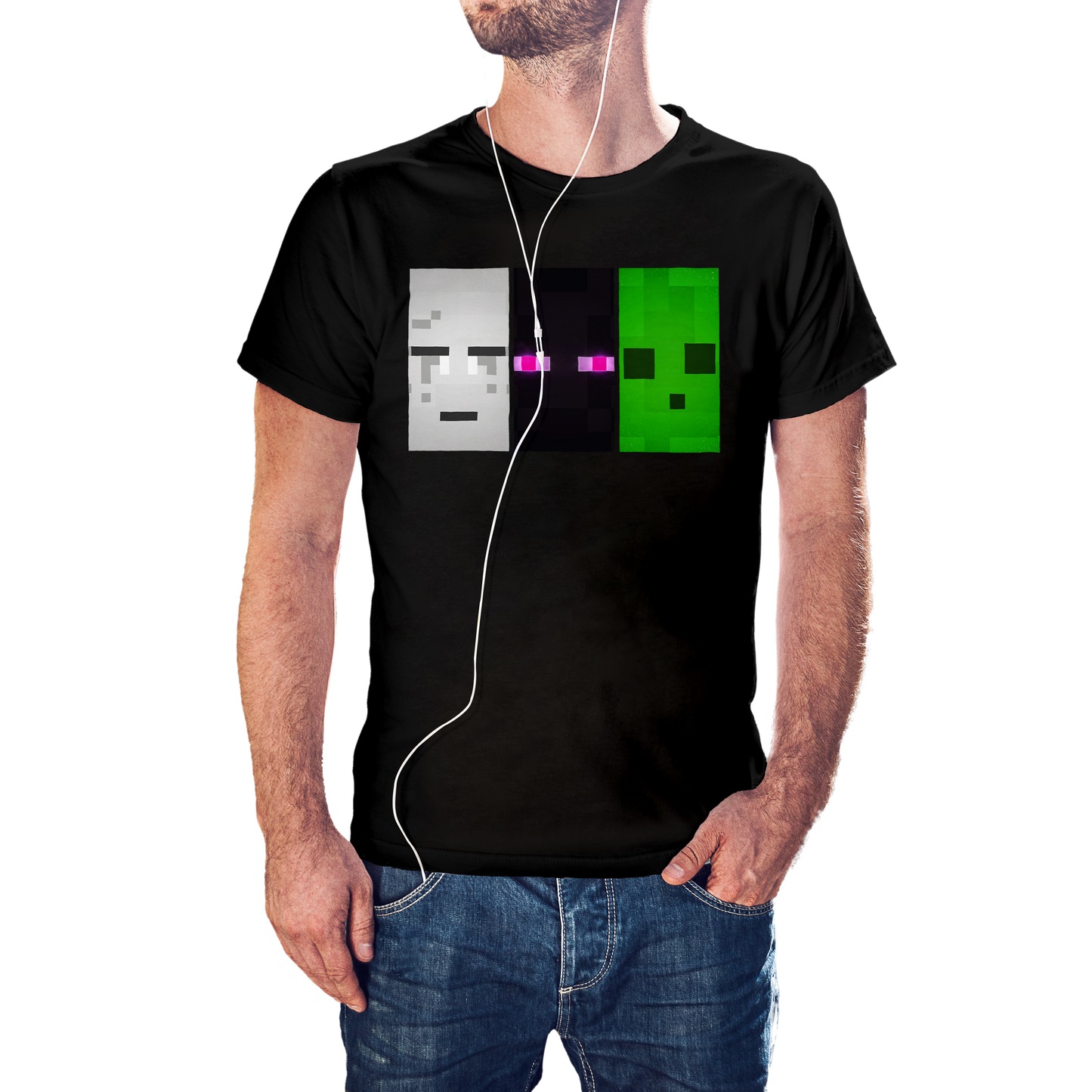 T-SHIRT MINECRAFT FACE MOBS (GHAST, ENDERMAN, SLIME) ILLUSTRATION