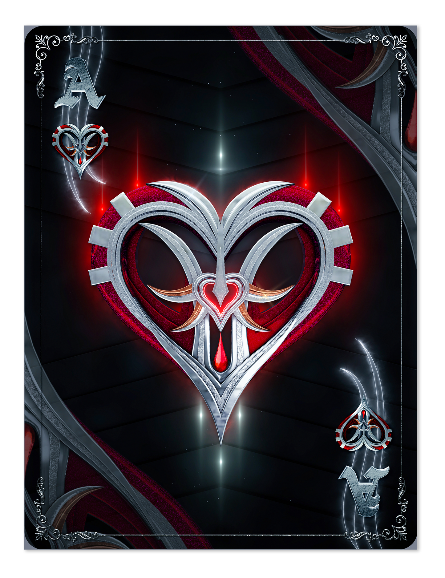 POSTER POKER CARDS ACE HEARTS BLACK