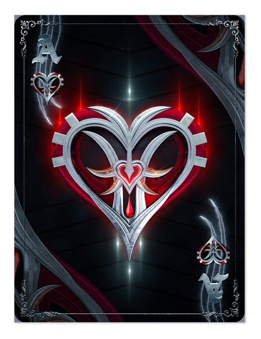 POSTER POKER CARDS ACE HEARTS BLACK