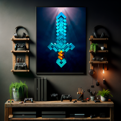 POSTER SWORD DIAMOND MINECRAFT