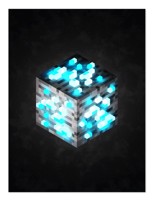 POSTER MINECRAFT CUBE DIAMOND VOXEL ART