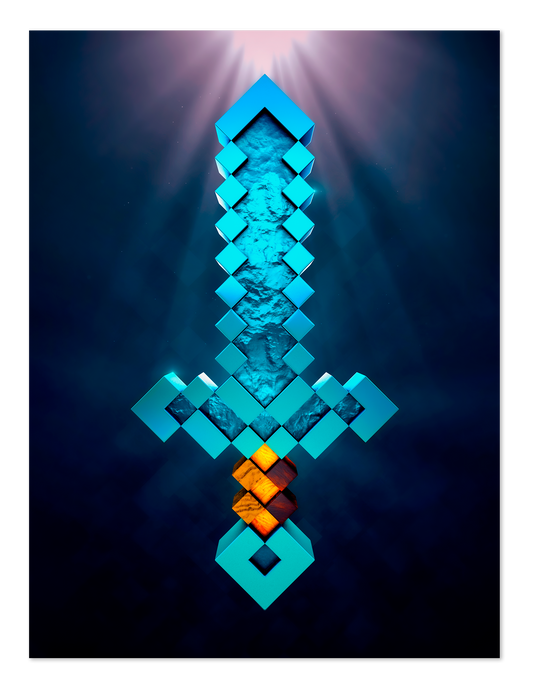 POSTER SWORD DIAMOND MINECRAFT