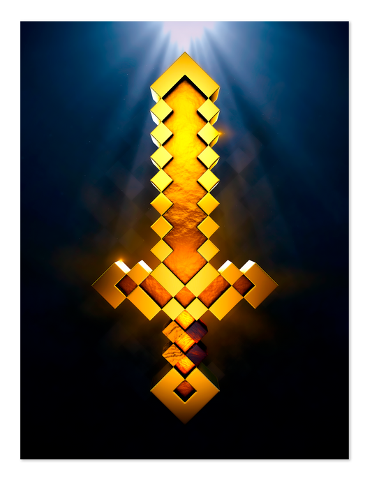 POSTER SWORD GOLD MINECRAFT