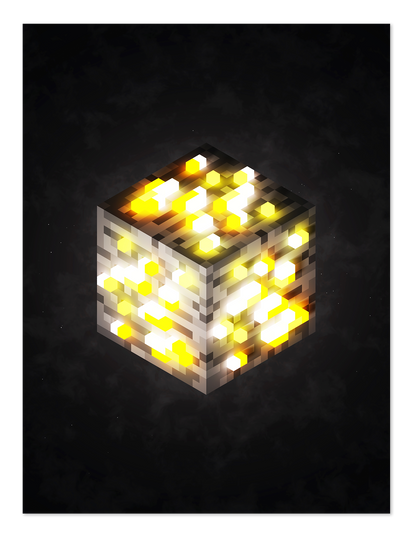 POSTER MINECRAFT CUBE GOLD VOXEL ART