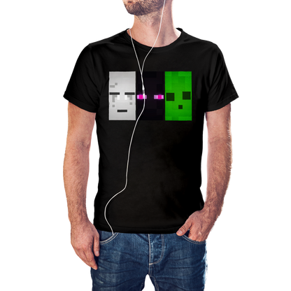 T-SHIRT MINECRAFT FACE MOBS (GHAST, ENDERMAN, SLIME) ILLUSTRATION