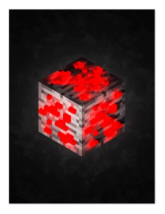 POSTER MINECRAFT CUBE RED STONE VOXEL ART