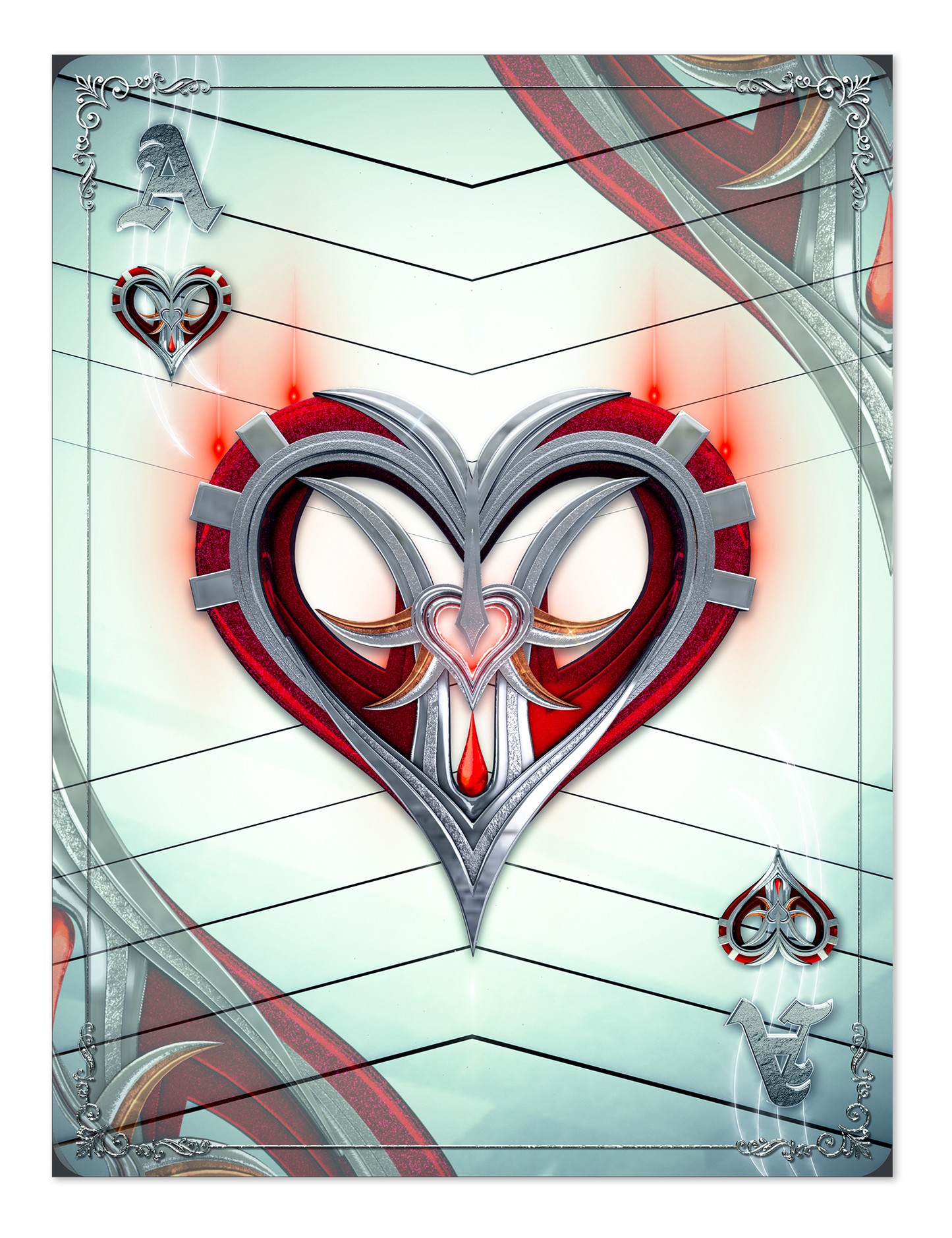 POSTER POKER CARDS ACE HEARTS WHITE