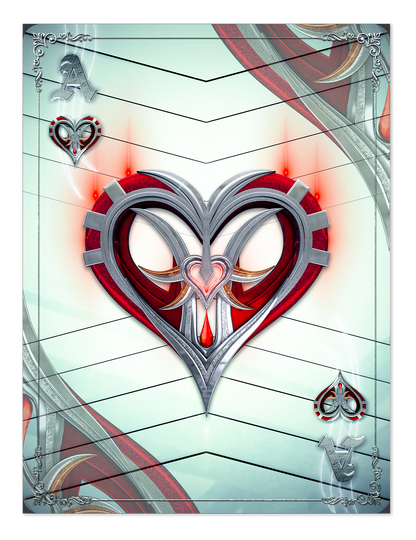 POSTER POKER CARDS ACE HEARTS WHITE