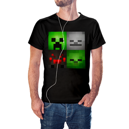 T-SHIRT MINECRAFT FACE MOBS (CREEPER, SKELETON, SPIDER, ZOMBIE) ILLUSTRATION