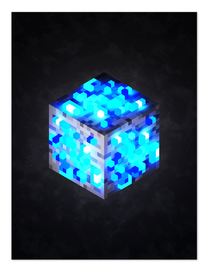 POSTER MINECRAFT CUBE LAPIS LAZULI VOXEL ART