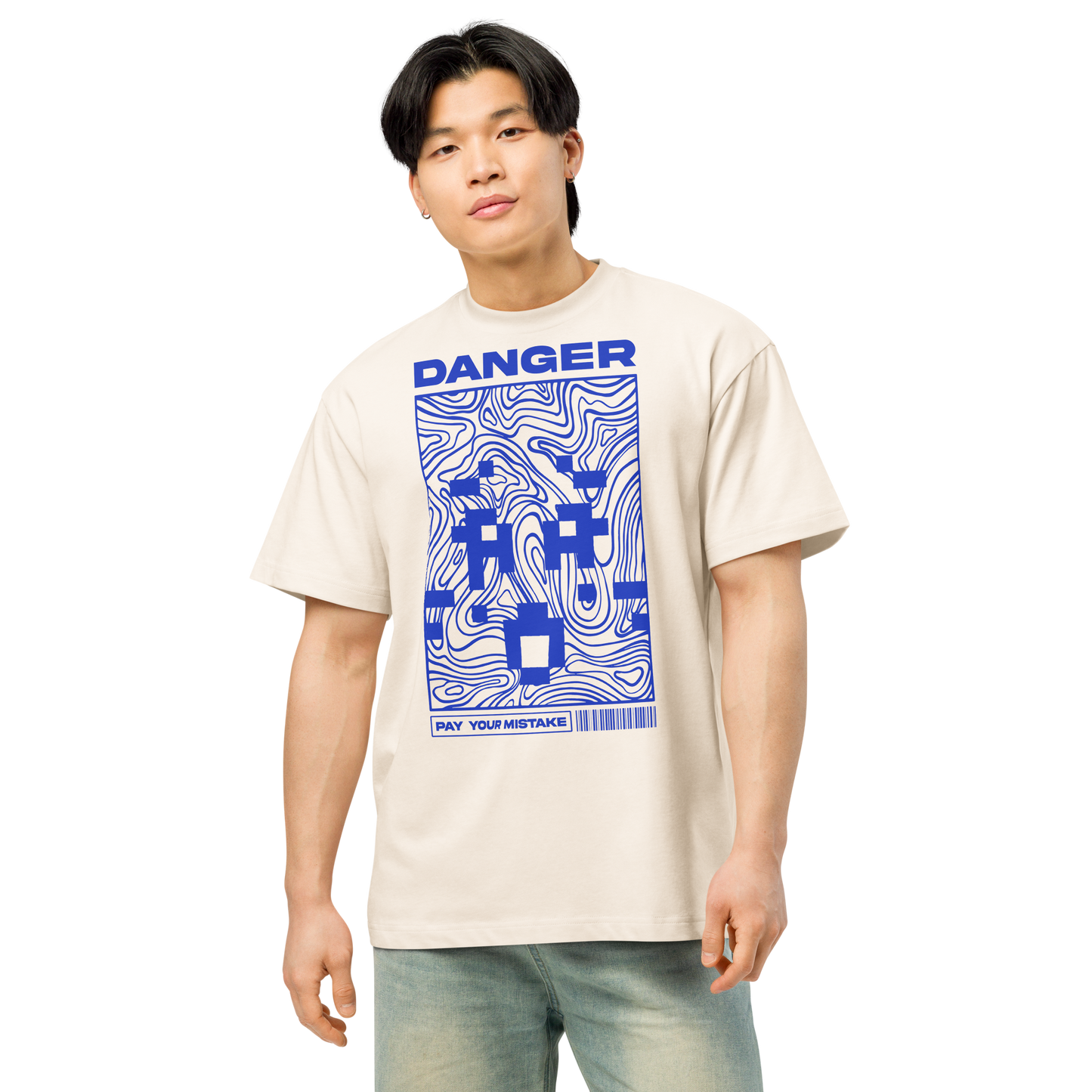 MINECRAFT FACE GHAST ANGRY BLUE STYLE ILLUSTRATION | T-SHIRT MAN'S