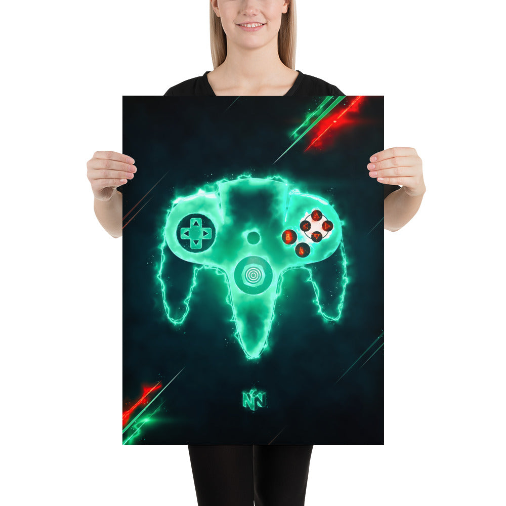 Artknight | Pay homage to the golden age of video games with our Control N64 Gamer Poster. This poster captures the essence of the iconic Nintendo 64 and is perfect for retro gaming fans. Ideal for decorating your bedroom, office, or game room, let your love for video games shine in every corner