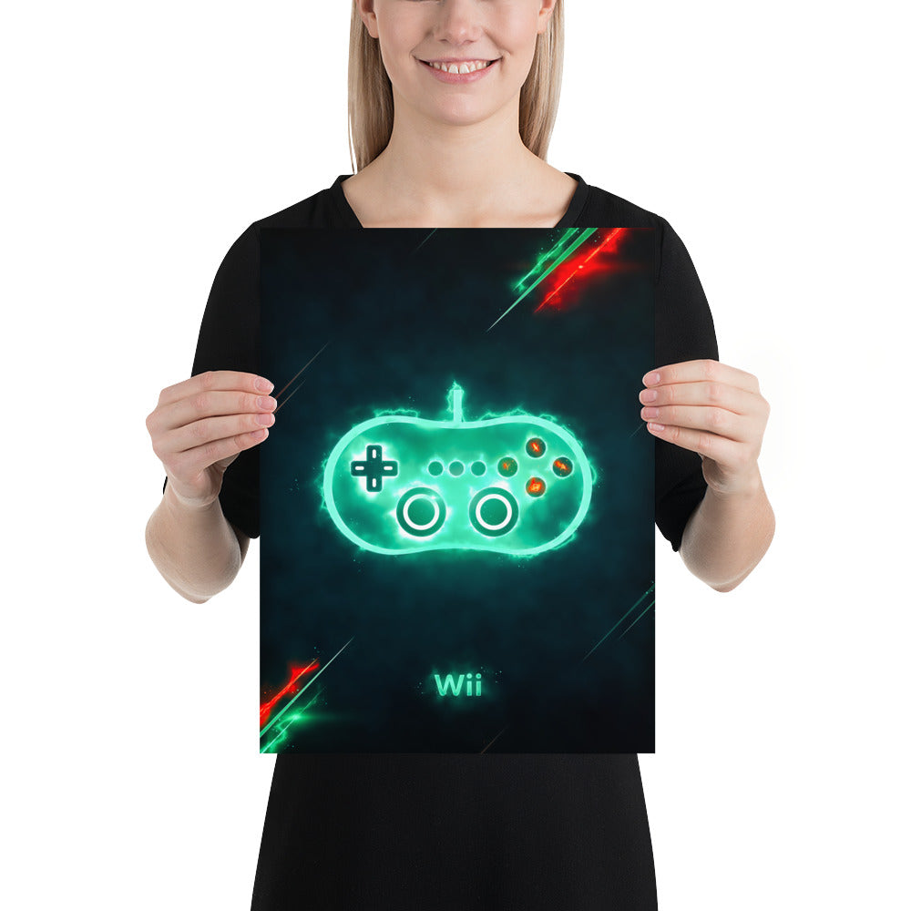 Artknight | Showcase your love for gaming with the 'Nintendo Wii Game Control' poster. This vibrant design features the iconic Nintendo Wii controller, making it an essential piece for any gaming fan's collection. Perfect for decorating your game room or personal space, this poster celebrates the innovative gameplay and unforgettable experiences that the Nintendo Wii brought to players of all ages.
