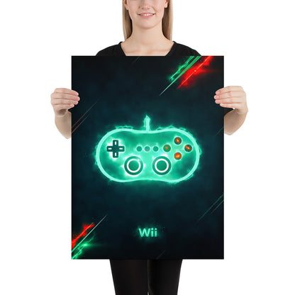 Artknight | Showcase your love for gaming with the 'Nintendo Wii Game Control' poster. This vibrant design features the iconic Nintendo Wii controller, making it an essential piece for any gaming fan's collection. Perfect for decorating your game room or personal space, this poster celebrates the innovative gameplay and unforgettable experiences that the Nintendo Wii brought to players of all ages.