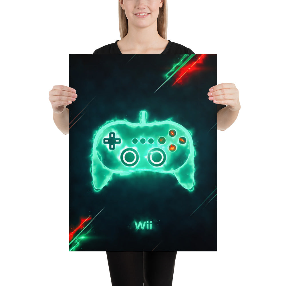 Artknight | Showcase your love for gaming with the 'Nintendo Wii Game Control' poster. This vibrant design features the iconic Nintendo Wii controller, making it an essential piece for any gaming fan's collection. Perfect for decorating your game room or personal space, this poster celebrates the innovative gameplay and unforgettable experiences that the Nintendo Wii brought to players of all ages.