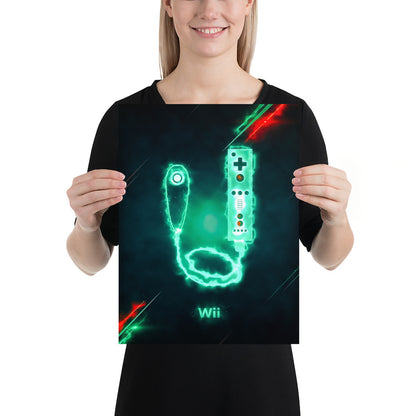 Artknight | Elevate your gaming space with the 'Control Wii Remote & Nunchuk Game' poster. This striking design highlights the iconic Wii Remote and Nunchuk, capturing the essence of interactive gaming. Perfect for any gaming enthusiast, this poster adds a nostalgic touch to your decor while celebrating the innovative gameplay that defined the Nintendo Wii experience.