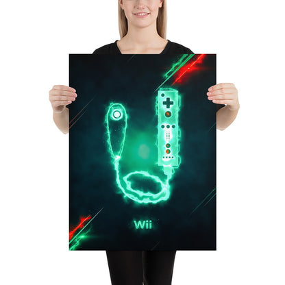 Artknight | Elevate your gaming space with the 'Control Wii Remote & Nunchuk Game' poster. This striking design highlights the iconic Wii Remote and Nunchuk, capturing the essence of interactive gaming. Perfect for any gaming enthusiast, this poster adds a nostalgic touch to your decor while celebrating the innovative gameplay that defined the Nintendo Wii experience.