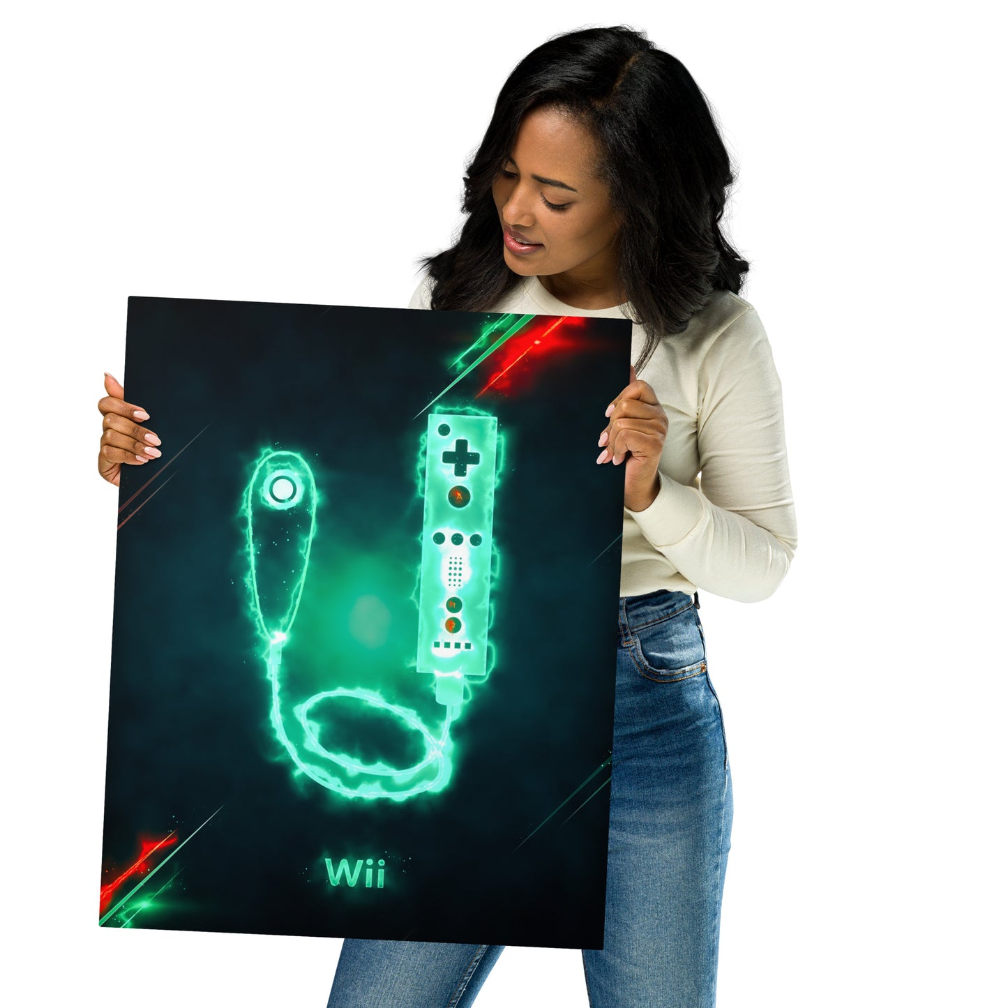 Artknight | Elevate your gaming space with the 'Control Wii Remote & Nunchuk Game' poster. This striking design highlights the iconic Wii Remote and Nunchuk, capturing the essence of interactive gaming. Perfect for any gaming enthusiast, this poster adds a nostalgic touch to your decor while celebrating the innovative gameplay that defined the Nintendo Wii experience.