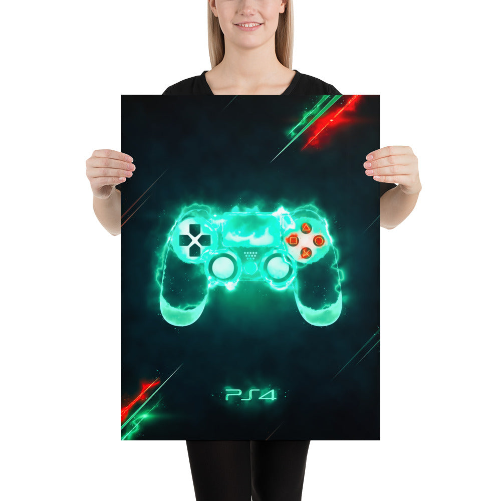 Artknight | Enhance your gaming decor with the 'Control PlayStation 4 Game' poster. This striking design features the iconic PS4 controller, making it an essential addition for any PlayStation fan. Perfect for personalizing your room or game area, celebrate your passion for gaming and showcase your favorite console in style!