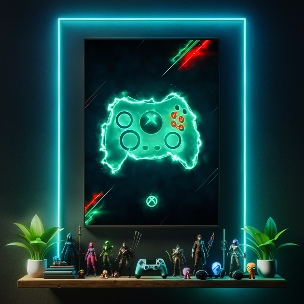 Artknight | Revitalize your gaming space with the 'Xbox Game Control' poster. Featuring the classic Xbox controller, this vibrant design pays homage to the exhilarating world of Xbox gaming. Ideal for gamers and collectors, this poster adds a stylish flair to your decor while celebrating the iconic legacy of Xbox and its unforgettable gaming experiences.