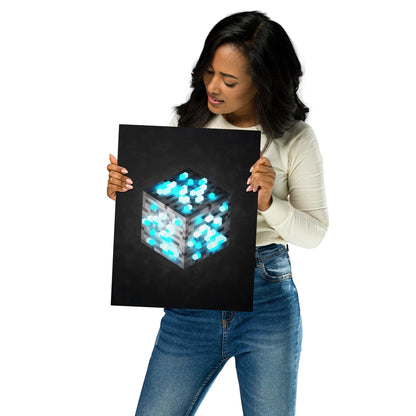 Artknight | Elevate your decor with the 'Minecraft Cube Diamond Voxel Art' poster. This stunning design captures the essence of Minecraft's iconic diamond cube in vibrant voxel art style, perfect for fans of the beloved game. Ideal for bedrooms, game rooms, or creative spaces, this poster brings a touch of adventure and creativity to any wall while celebrating the limitless possibilities of the Minecraft universe.