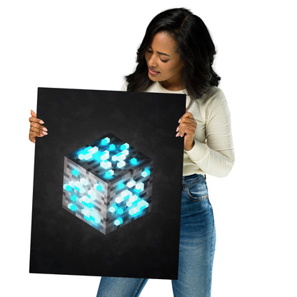 Artknight | Elevate your decor with the 'Minecraft Cube Diamond Voxel Art' poster. This stunning design captures the essence of Minecraft's iconic diamond cube in vibrant voxel art style, perfect for fans of the beloved game. Ideal for bedrooms, game rooms, or creative spaces, this poster brings a touch of adventure and creativity to any wall while celebrating the limitless possibilities of the Minecraft universe.