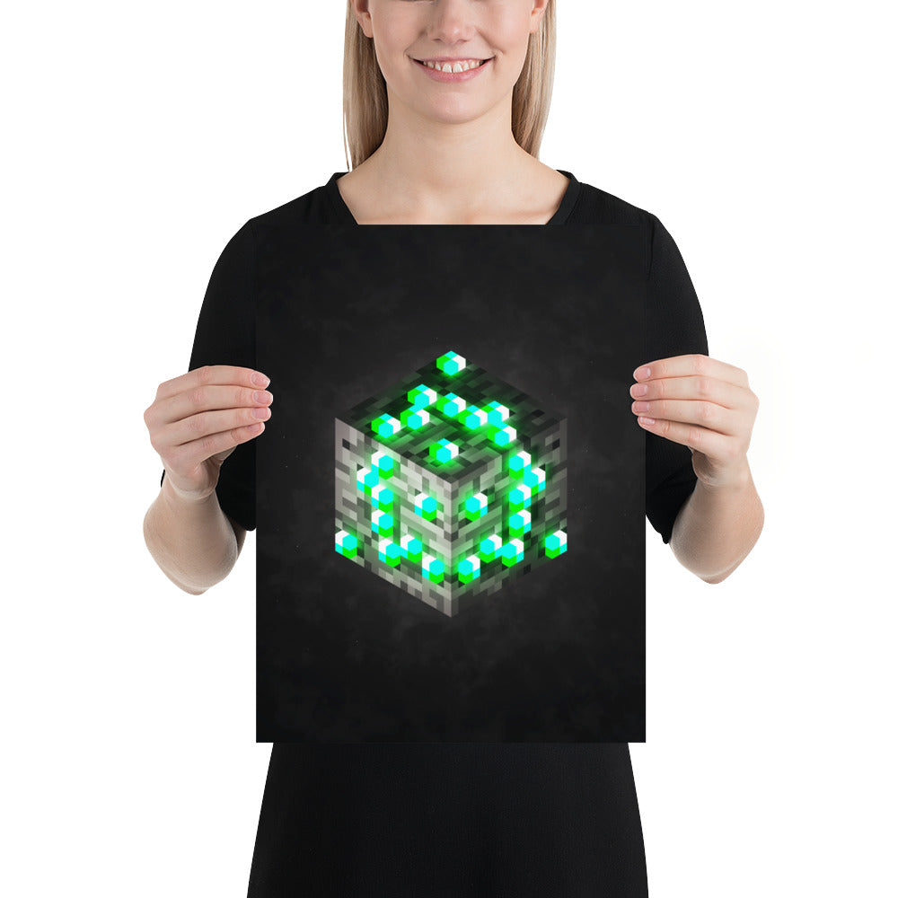 Artknight | Elevate your decor with the 'Minecraft Cube Diamond Voxel Art' poster. This stunning design captures the essence of Minecraft's iconic diamond cube in vibrant voxel art style, perfect for fans of the beloved game. Ideal for bedrooms, game rooms, or creative spaces, this poster brings a touch of adventure and creativity to any wall while celebrating the limitless possibilities of the Minecraft universe.