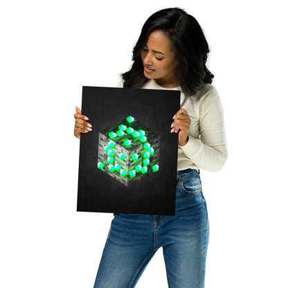 Artknight | Elevate your decor with the 'Minecraft Cube Diamond Voxel Art' poster. This stunning design captures the essence of Minecraft's iconic diamond cube in vibrant voxel art style, perfect for fans of the beloved game. Ideal for bedrooms, game rooms, or creative spaces, this poster brings a touch of adventure and creativity to any wall while celebrating the limitless possibilities of the Minecraft universe.