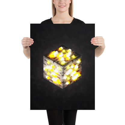 Artknight | Artkight | Elevate your decor with the 'Minecraft Cube Gold Voxel Art' poster. This stunning design captures the essence of Minecraft's iconic diamond cube in vibrant voxel art style, perfect for fans of the beloved game. Ideal for bedrooms, game rooms, or creative spaces, this poster brings a touch of adventure and creativity to any wall while celebrating the limitless possibilities of the Minecraft universe.