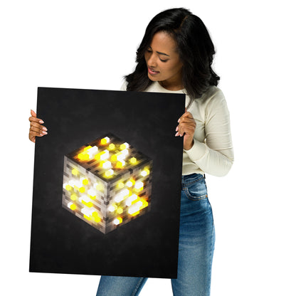 Artknight | Artkight | Elevate your decor with the 'Minecraft Cube Gold Voxel Art' poster. This stunning design captures the essence of Minecraft's iconic diamond cube in vibrant voxel art style, perfect for fans of the beloved game. Ideal for bedrooms, game rooms, or creative spaces, this poster brings a touch of adventure and creativity to any wall while celebrating the limitless possibilities of the Minecraft universe.