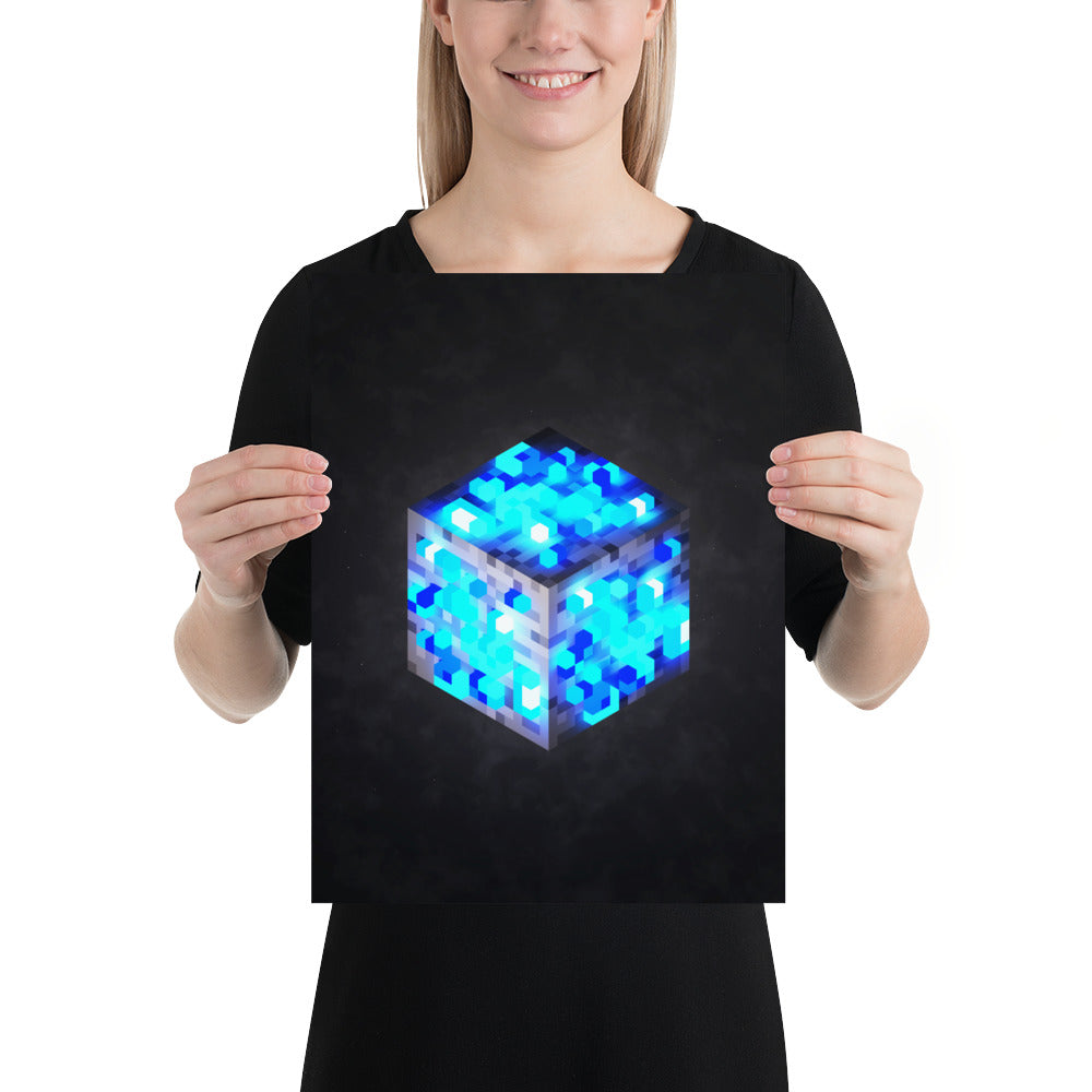 Artkinght | Artkight | Elevate your decor with the 'Minecraft Cube Lapis Lazuli Voxel Art' poster. This stunning design captures the essence of Minecraft's iconic diamond cube in vibrant voxel art style, perfect for fans of the beloved game. Ideal for bedrooms, game rooms, or creative spaces, this poster brings a touch of adventure and creativity to any wall while celebrating the limitless possibilities of the Minecraft universe.