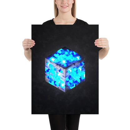 Artknight | Artkight | Elevate your decor with the 'Minecraft Cube Lapis Lazuli Voxel Art' poster. This stunning design captures the essence of Minecraft's iconic diamond cube in vibrant voxel art style, perfect for fans of the beloved game. Ideal for bedrooms, game rooms, or creative spaces, this poster brings a touch of adventure and creativity to any wall while celebrating the limitless possibilities of the Minecraft universe.