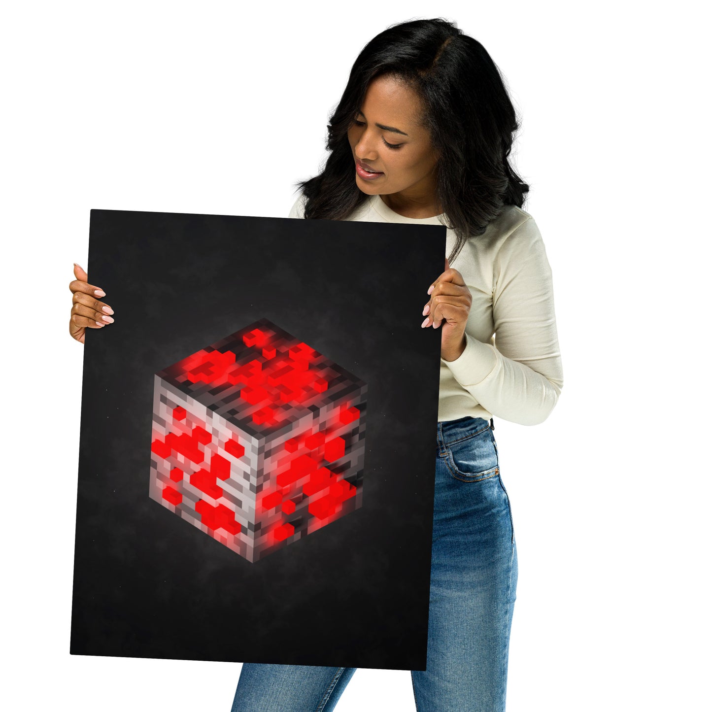 Artknight | Artkight | Elevate your decor with the 'Minecraft Cube Red Stone Voxel Art' poster. This stunning design captures the essence of Minecraft's iconic diamond cube in vibrant voxel art style, perfect for fans of the beloved game. Ideal for bedrooms, game rooms, or creative spaces, this poster brings a touch of adventure and creativity to any wall while celebrating the limitless possibilities of the Minecraft universe.
