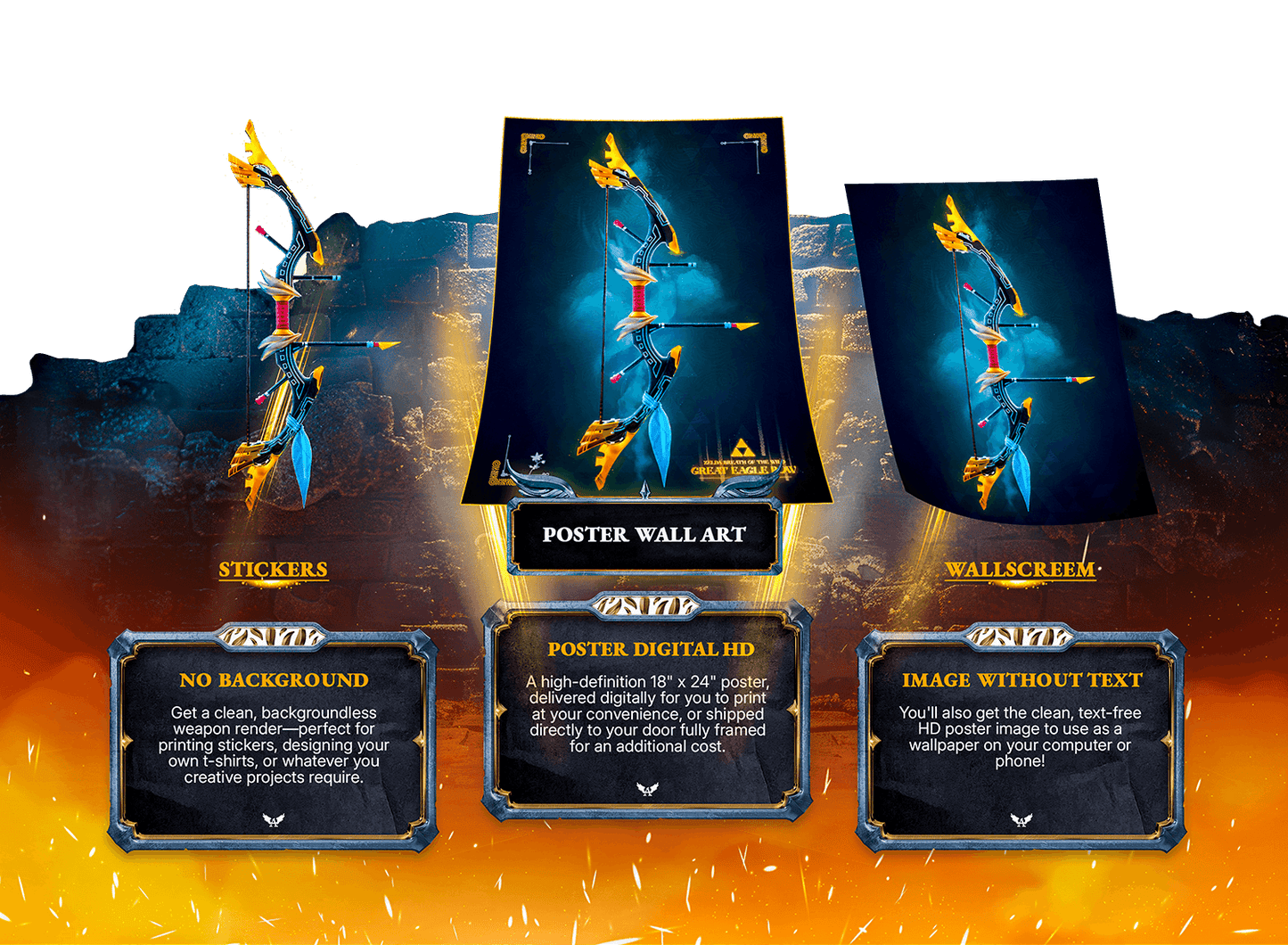 I will design a poster of fantastic Legendary Weapons