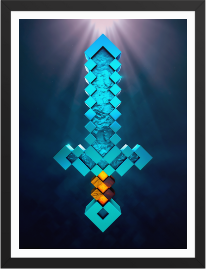 POSTER GAMES MINECRAFT SWORD DIAMOND 3D