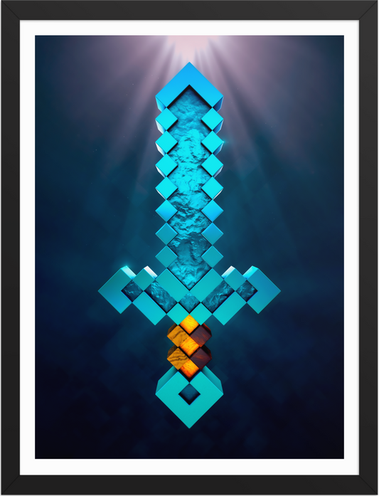 POSTER GAMES MINECRAFT SWORD DIAMOND 3D