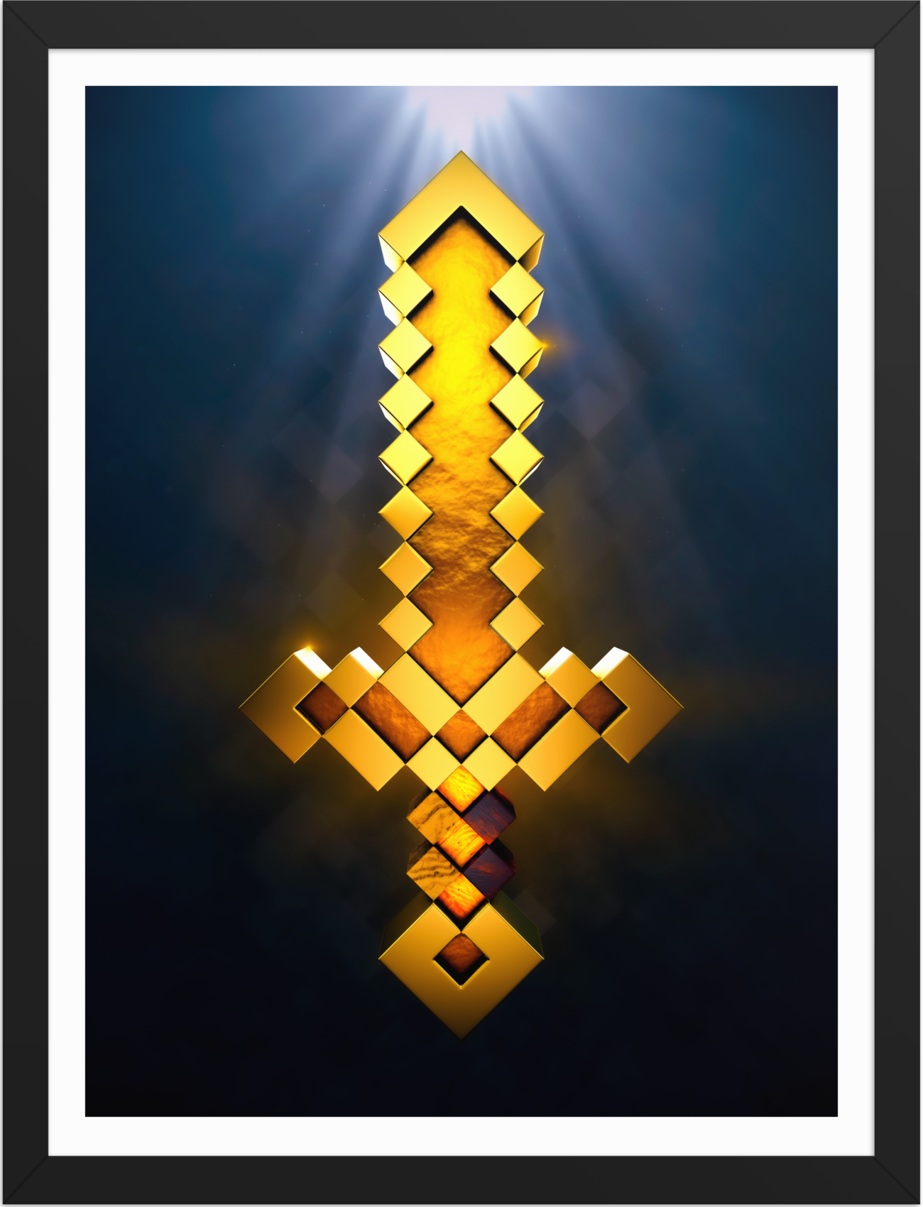 POSTER GAMES MINECRAFT SWORD GOLD 3D