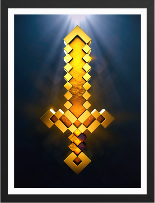 POSTER GAMES MINECRAFT SWORD GOLD 3D