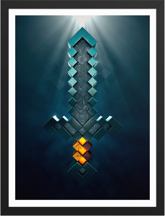 POSTER  GAMES MINECRAFT SWORD STONE 3D