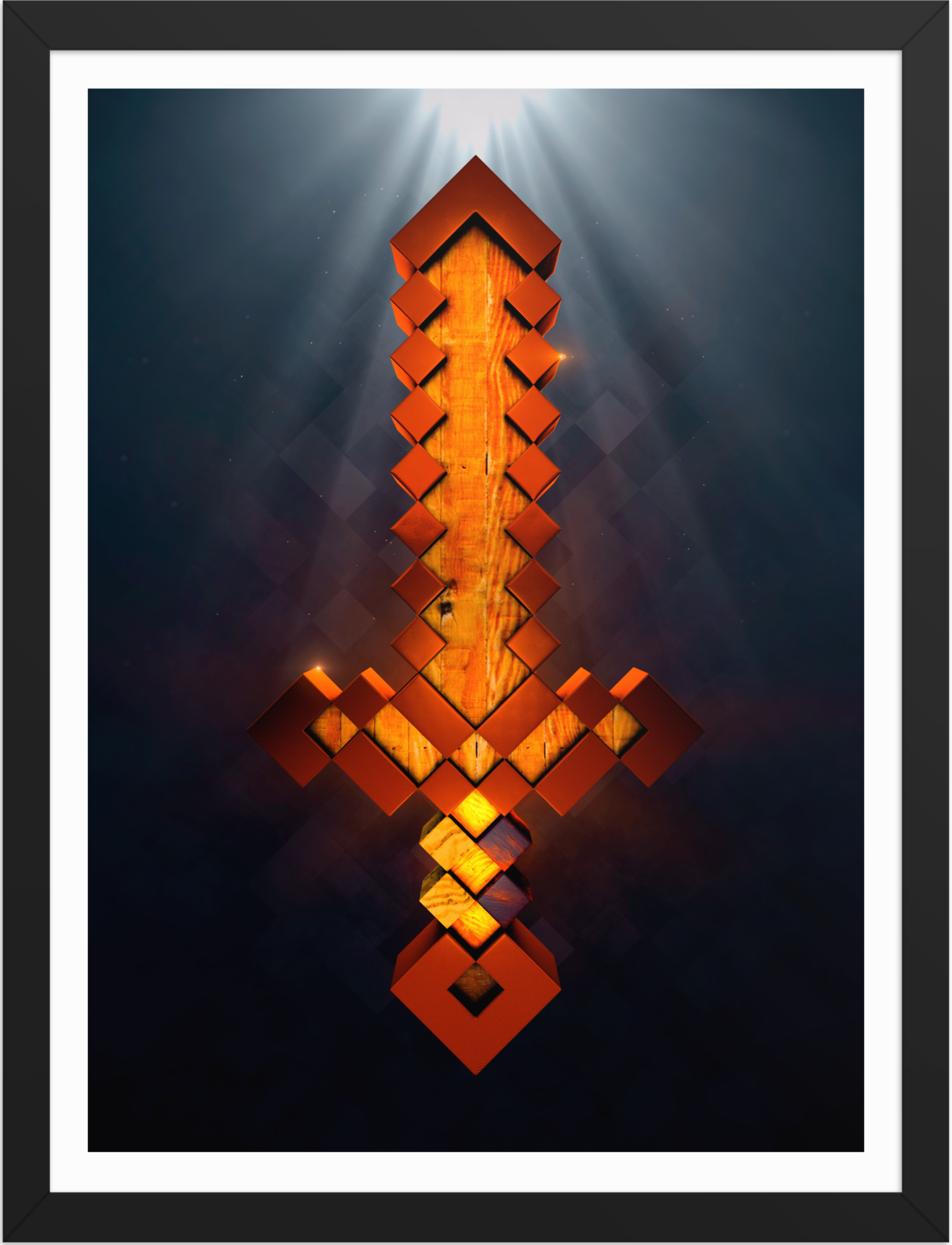 POSTER GAMES MINECRAFT SWORD WOOD 3D