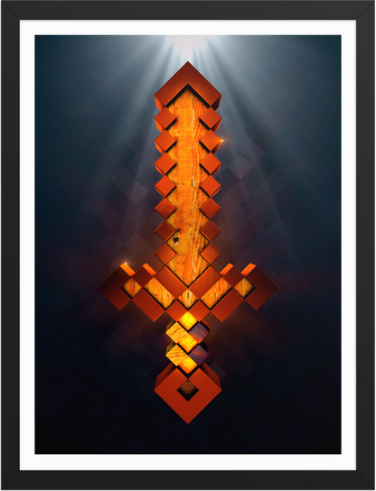 POSTER GAMES MINECRAFT SWORD WOOD 3D