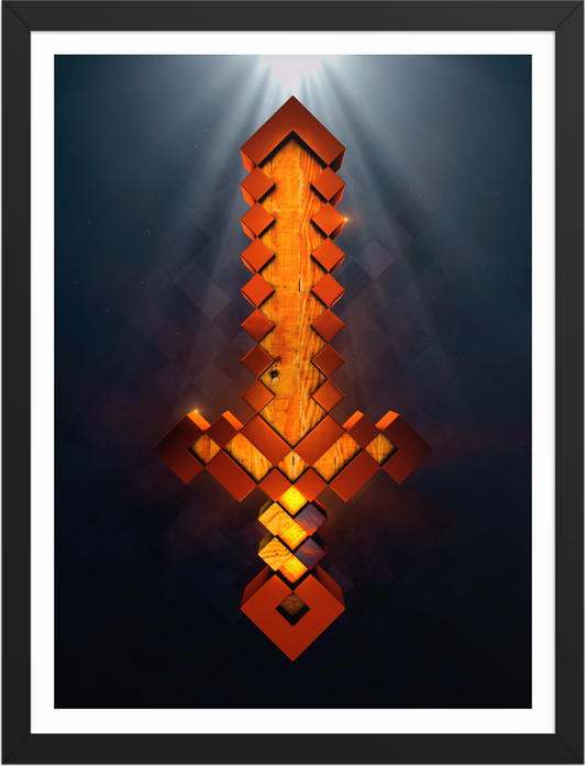 POSTER GAMES MINECRAFT SWORD WOOD 3D