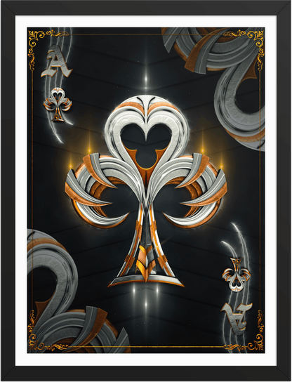 POSTER GAMES POKER CARDS ACE CLOVER BLACK 3D