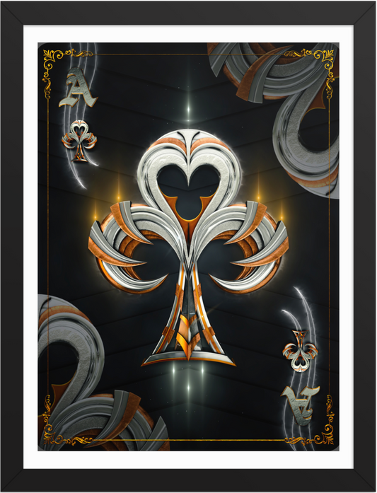 POSTER GAMES POKER CARDS ACE CLOVER BLACK 3D