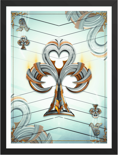 POSTER GAMES POKER CARDS ACE CLOVER WHITE 3D