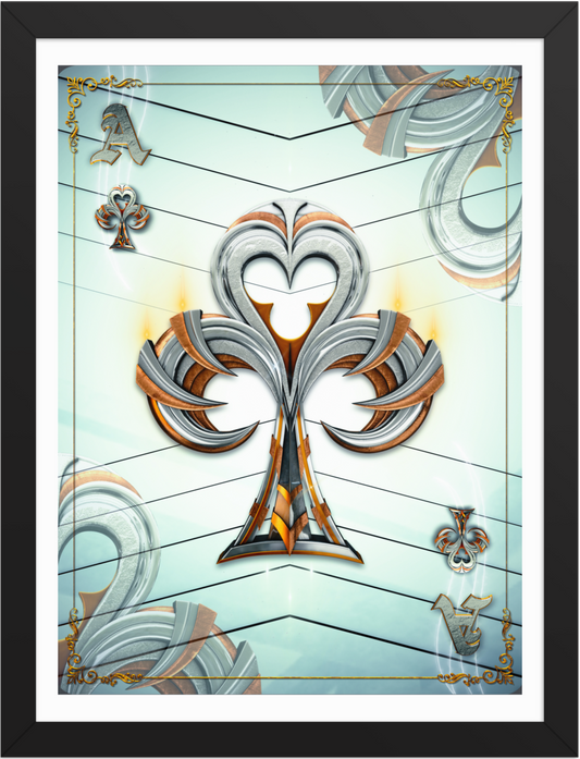 POSTER GAMES POKER CARDS ACE CLOVER WHITE 3D
