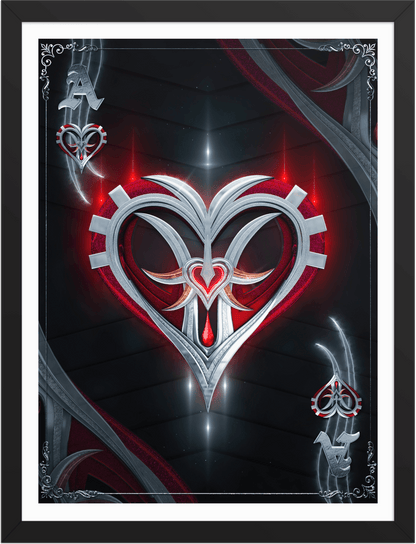 POSTER GAMES POKER CARDS ACE HEART BLACK 3D