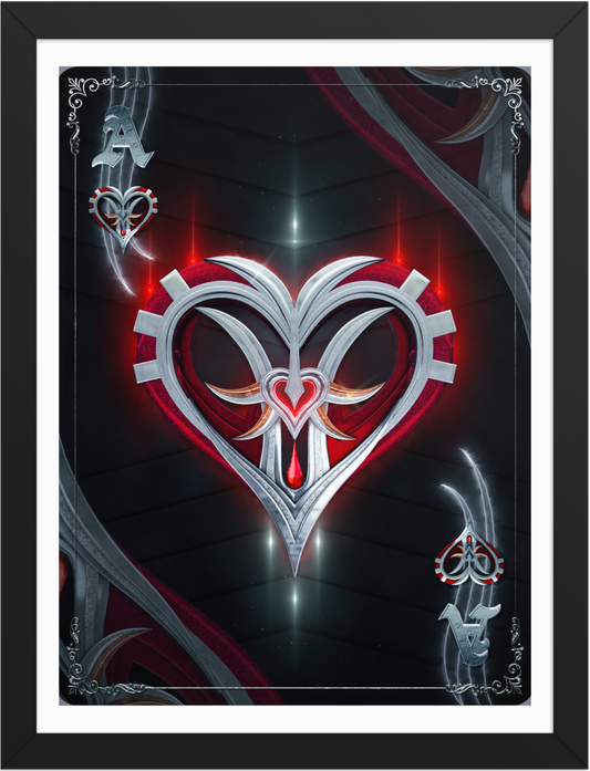 POSTER GAMES POKER CARDS ACE HEART BLACK 3D