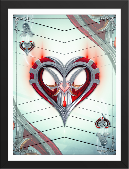 POSTER GAMES POKER CARDS ACE HEARTS WHITE 3D